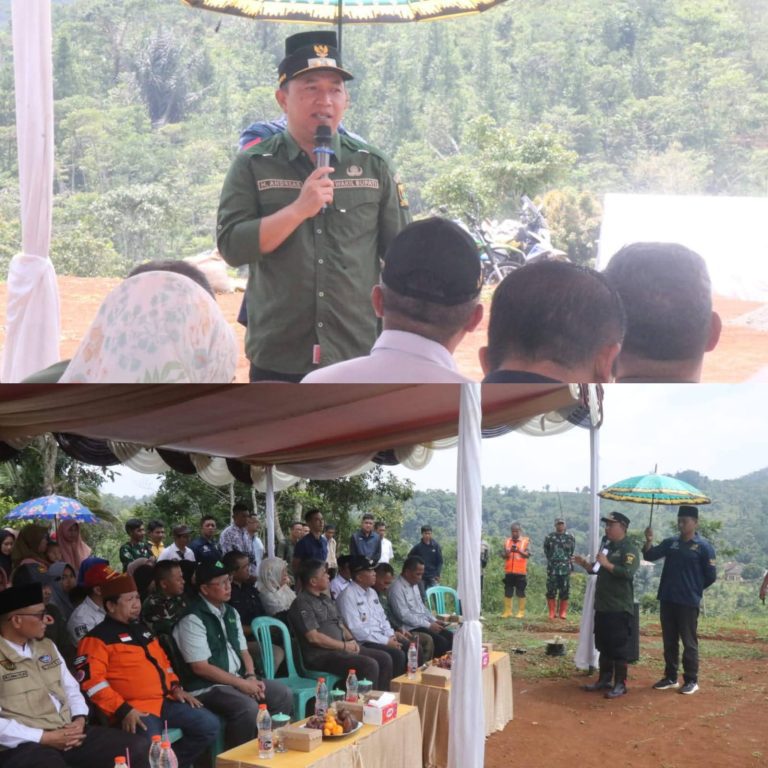 Wabup Sukabumi H.Andreas Apresiasi Peran Semua Pihak Dalam Peletakan Batu Pertama Hunian Sementara di Lengkong